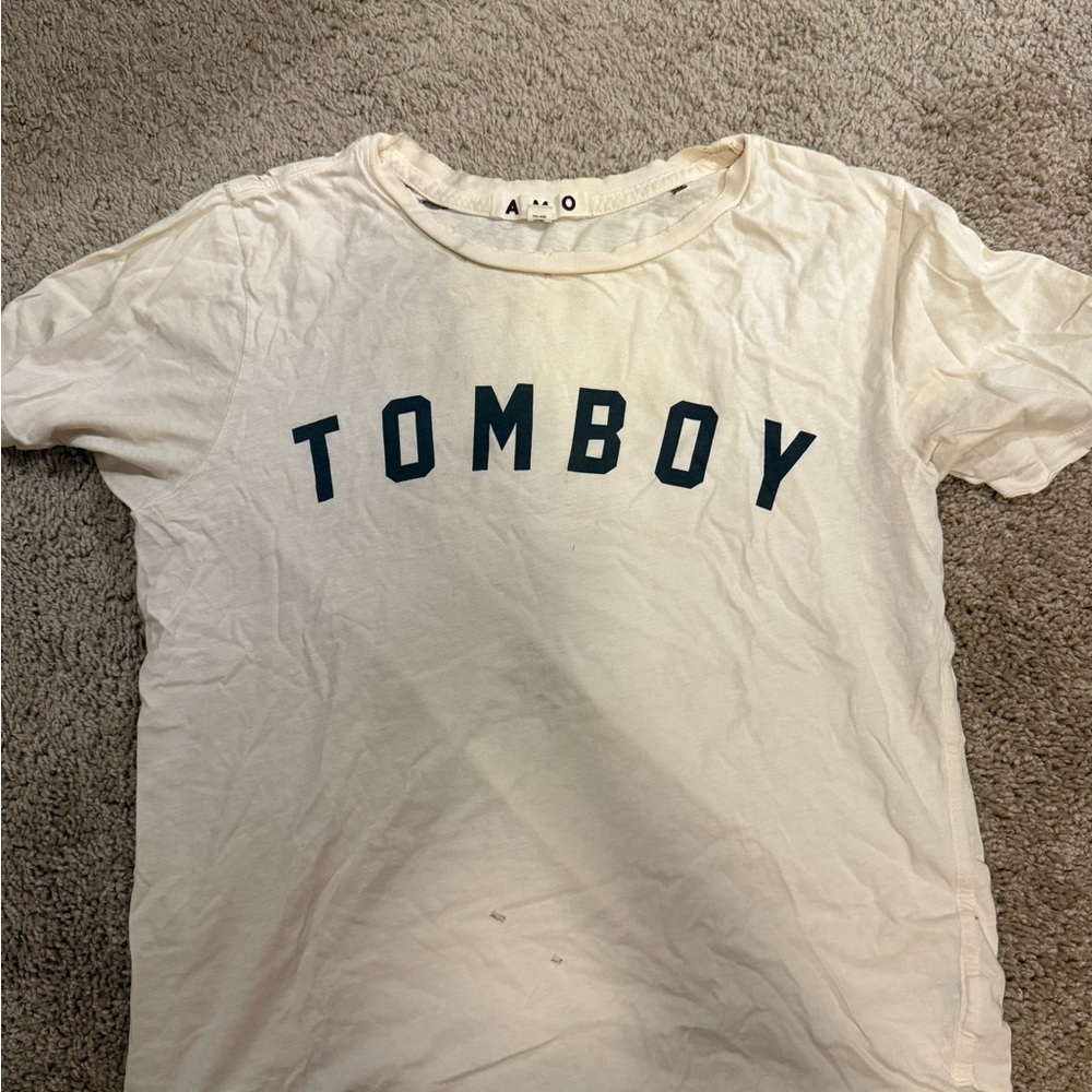 A M O tomboy distressed tee